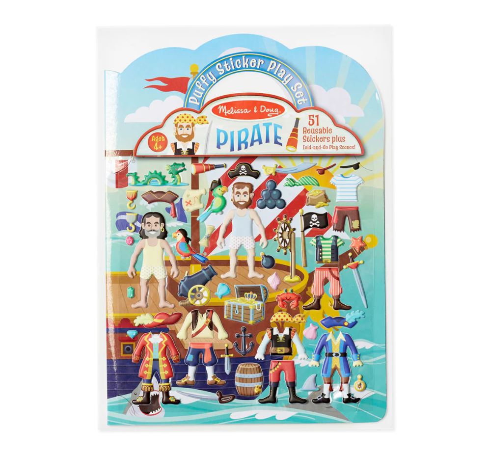 Melissa & Doug Reusable Puffy Sticker Playset - Pirate - Ideal for Kids' Creativity and Travel