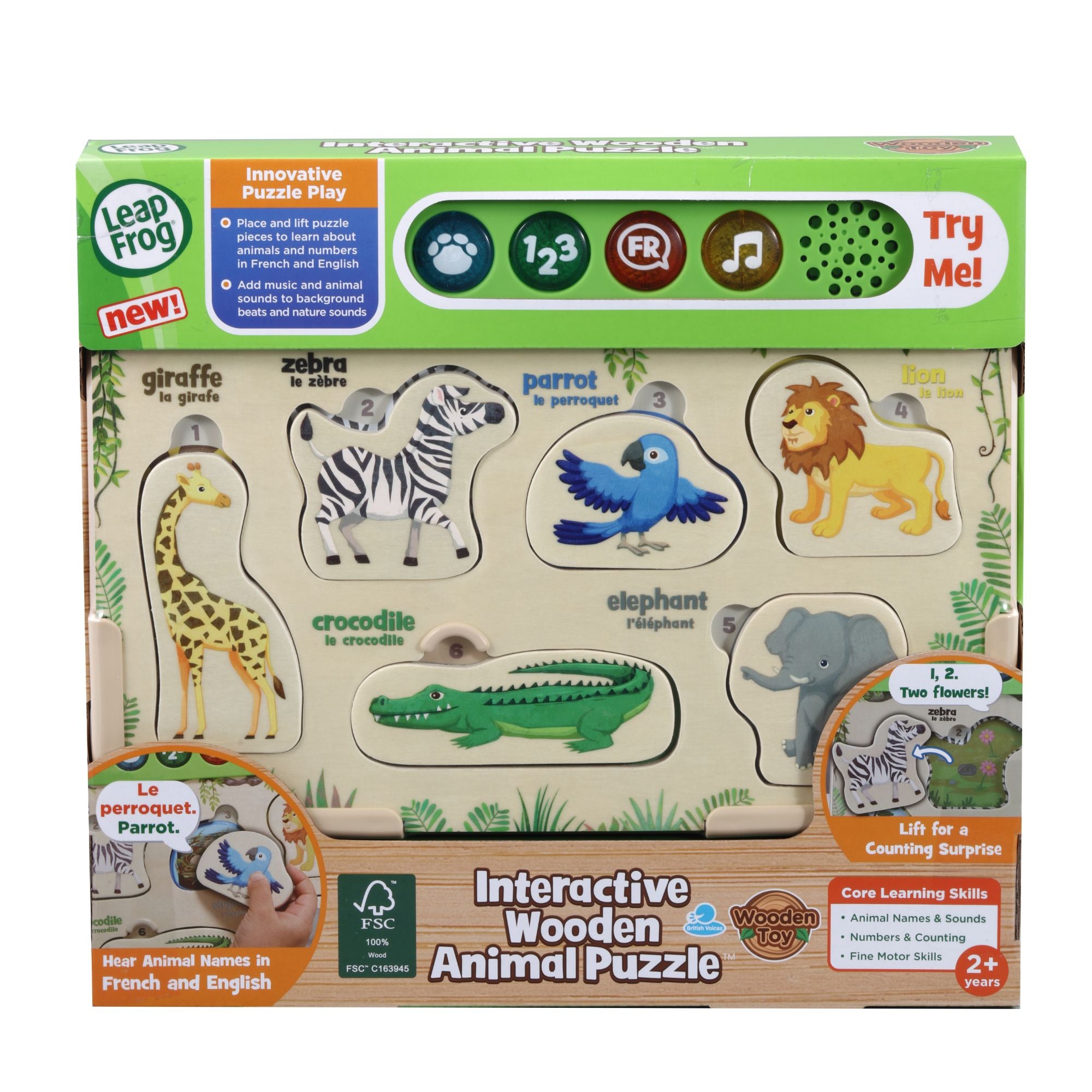 LeapFrog 4 - Mode Interactive Wooden Animal Puzzle for 2 - 5 Year - Olds