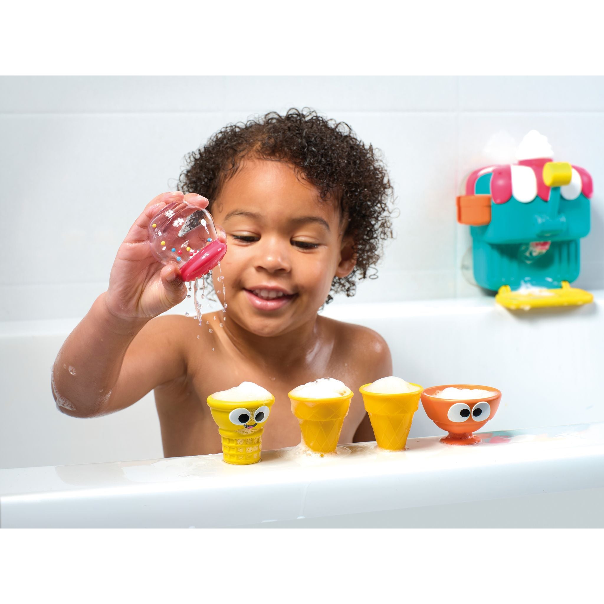 Deluxe TOMY Toomies Foam Cone Factory - Create Foamy Bubble Bath Ice Cream Cones for Kids