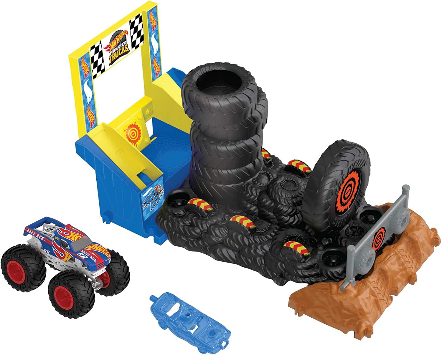 Hot Wheels Monster Trucks Arena Smashers - Race Ace Exciting Smash Race Challenge Set