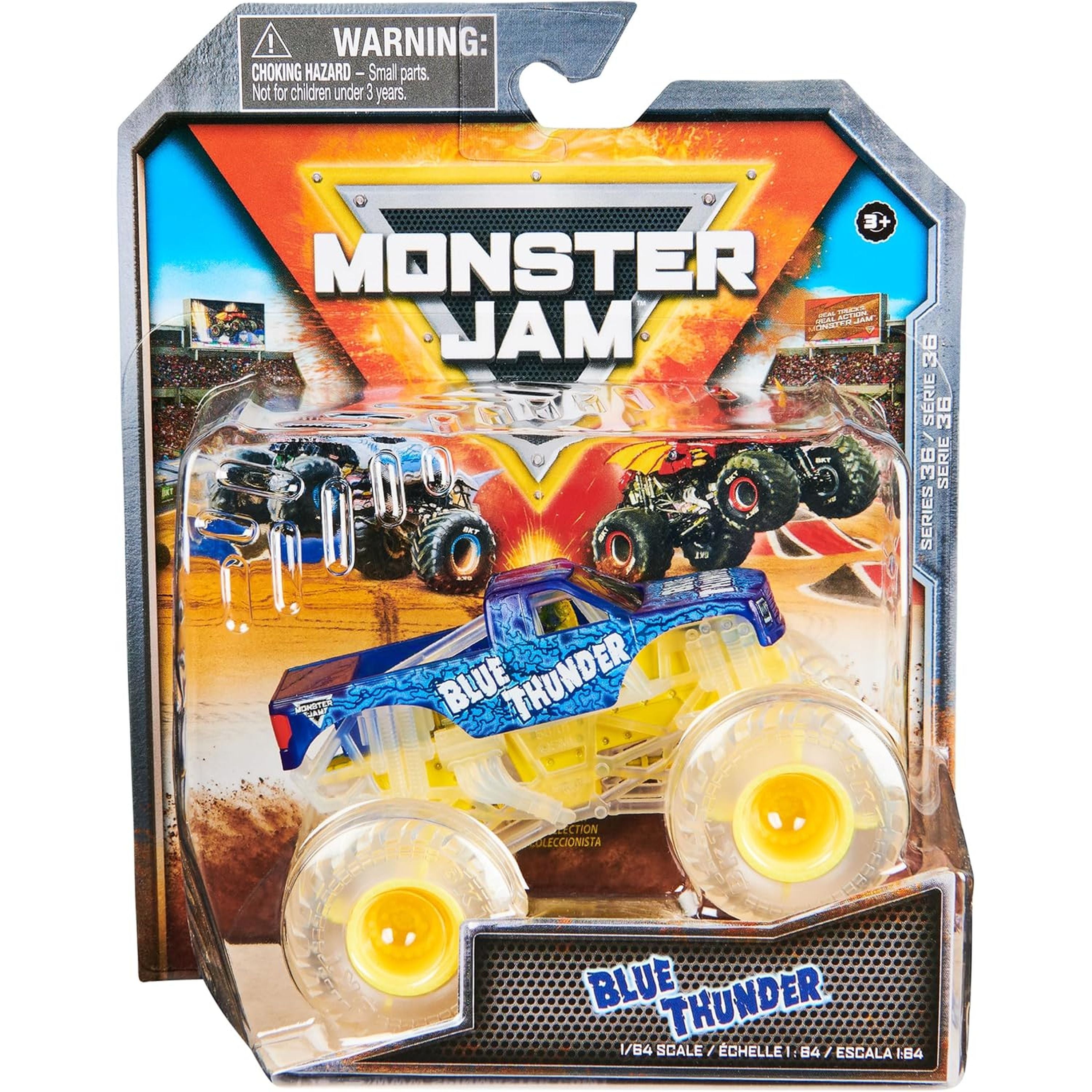 Hot Deal! 1:64 Scale Die - Cast Monster Jam Monster Truck Series 36 Blue Thunder