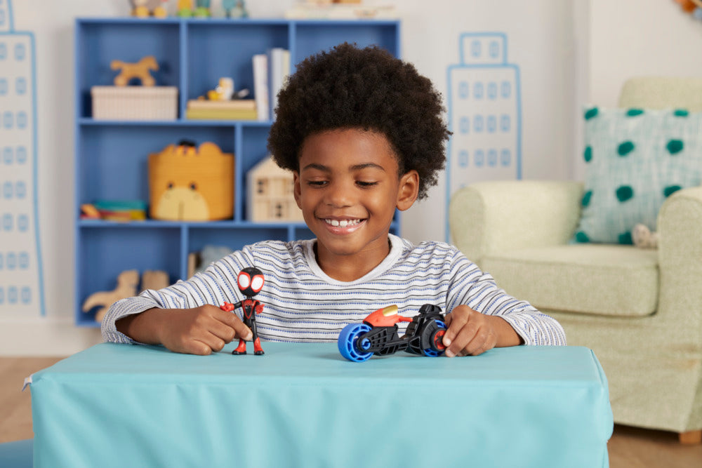 Marvel Spidey And His Amazing Friends Miles Morales' Spider - Man Cool Motorcycle Toy Set