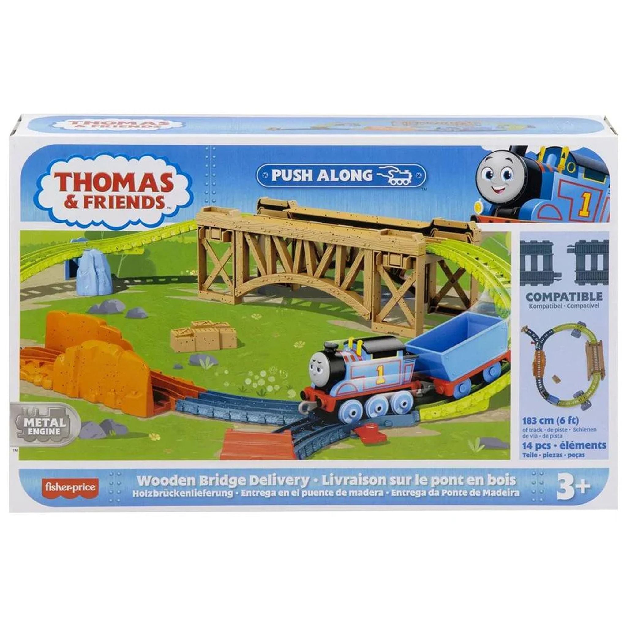 Fisher-Price Thomas & Friends Push Along Wooden Bridge Delivery Set - Great Deal for Preschool Train Play