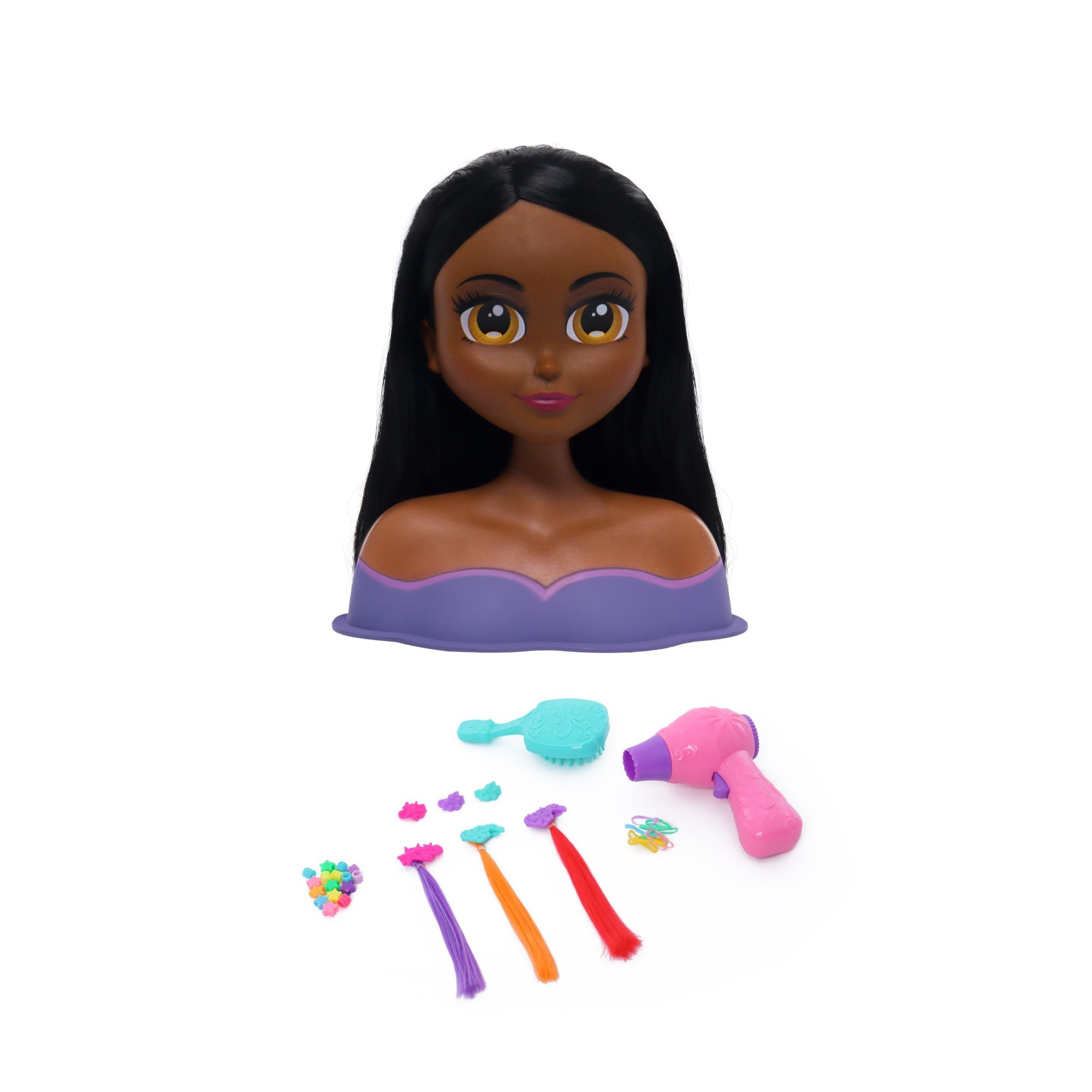 Little Bebops Brunette Hair Styling Head with Accessories