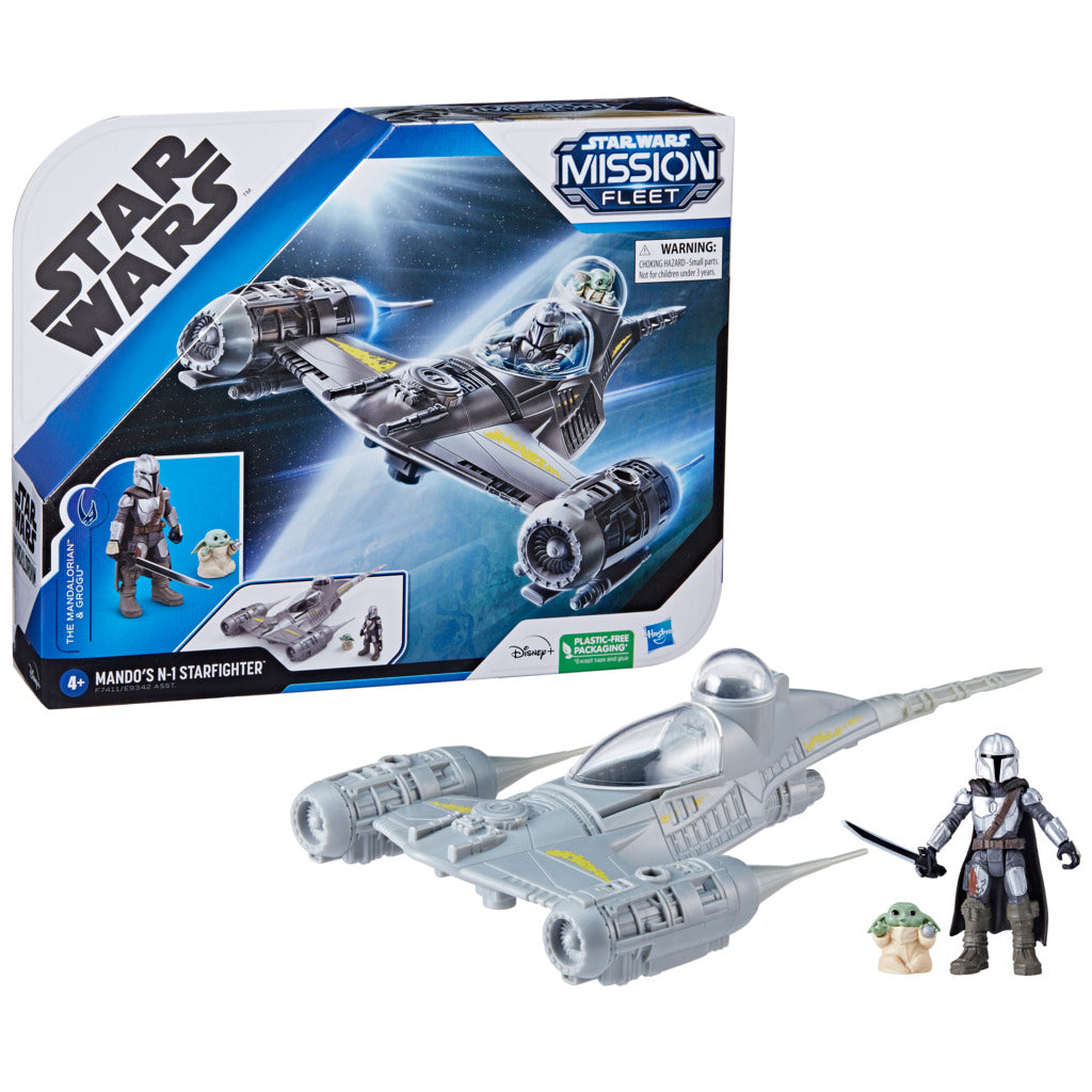 Hot Sale! Star Wars Mission Fleet Mandalorian's N - 1 Starfighter Speed Run Action Figure Set