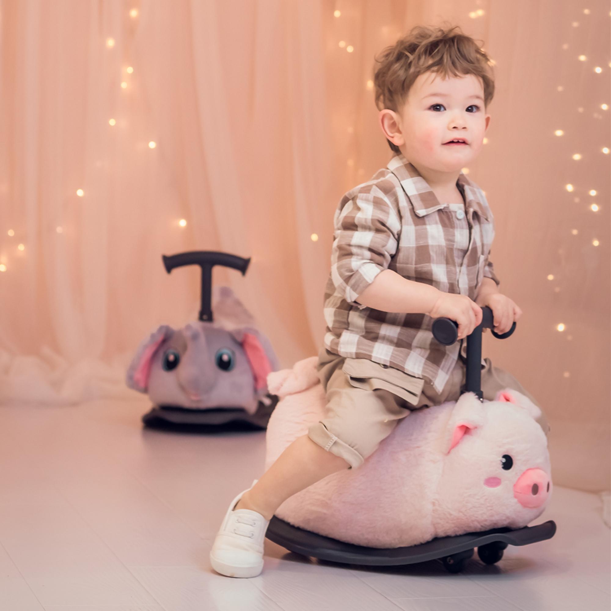 Yvolution My Buddy Wheels Plush Pig Rocker & Roller - Ideal Toy for 10 Months to 3 Years Old