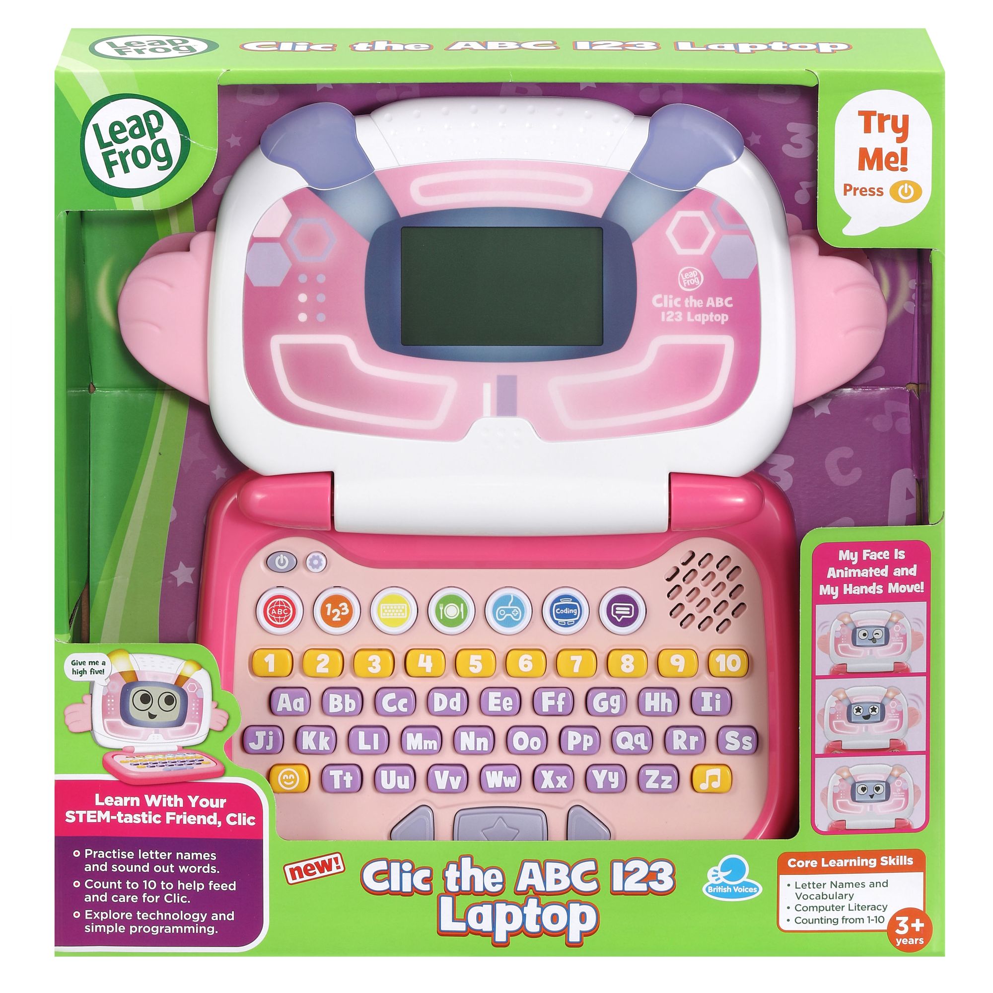 Hot Deal! Pink LeapFrog Clic ABC 123 Learning Laptop for Kids