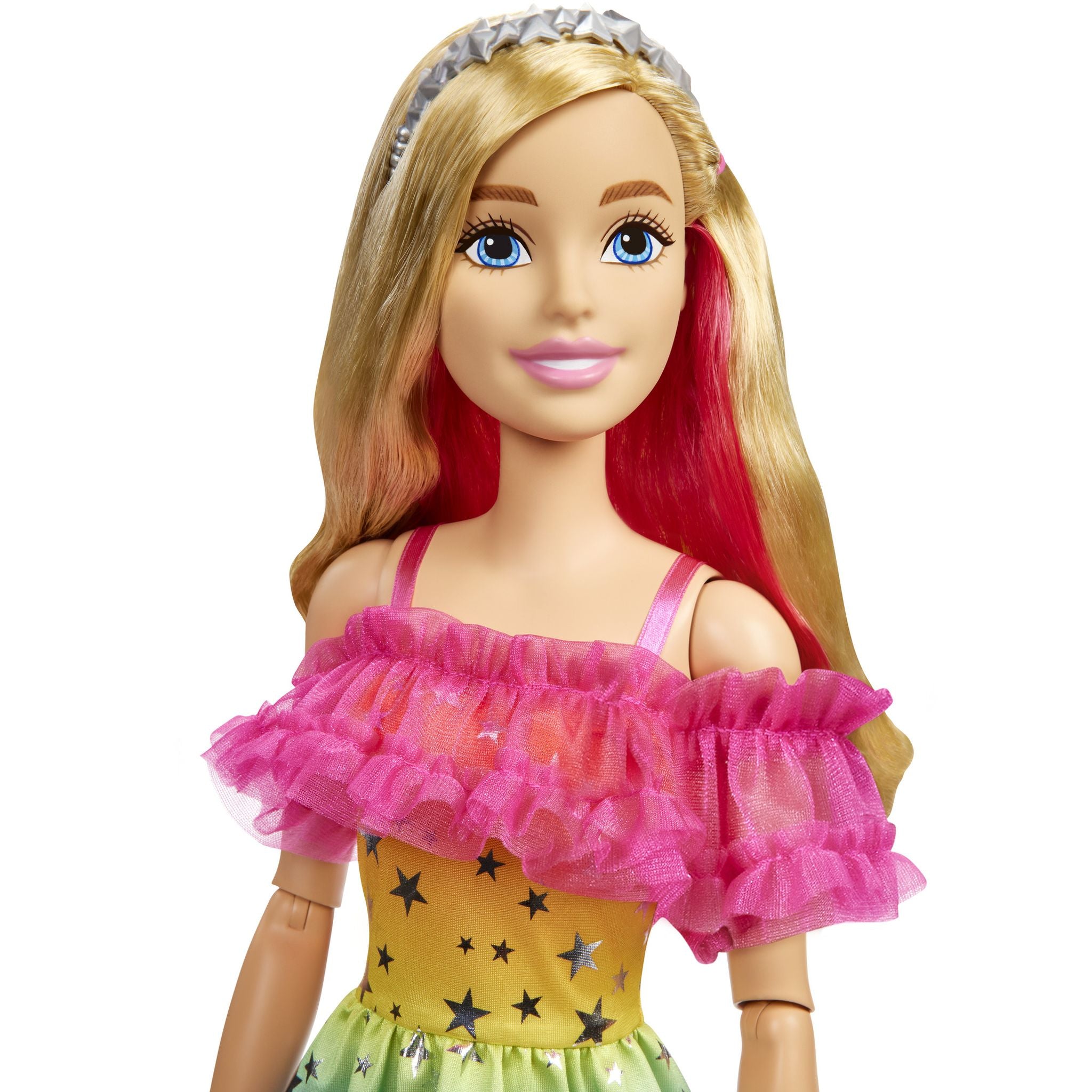 28-Inch Poseable Barbie Doll with Rainbow Starry Dress and Accessories