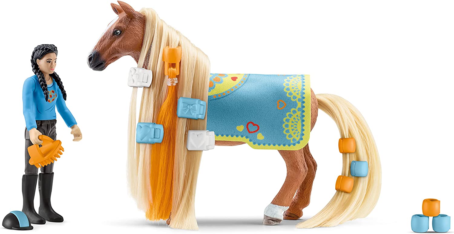 Schleich Starter Set: Kim and Her Groomable Criollo Mare Caramelo