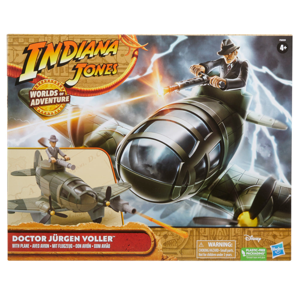 Indiana Jones Worlds of Adventure: Doctor Jurgen Voller with Plane Action Figure & Vehicle Set - Great Gift for 4+