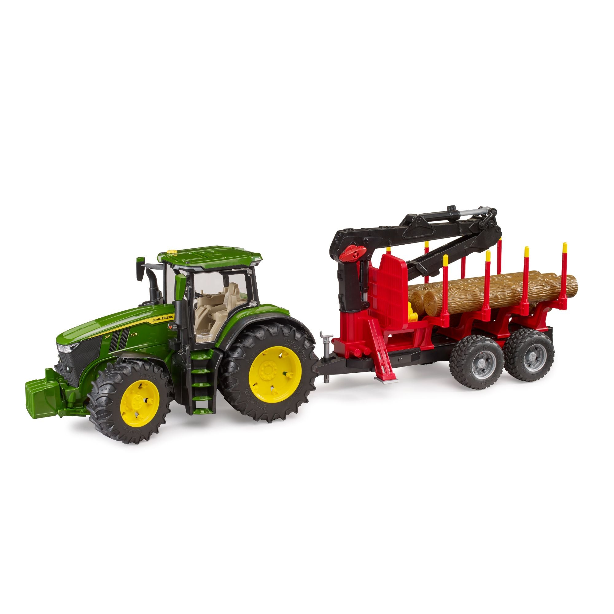 John Deere 7R 350 Tractor with Functional Forestry Trailer and 4 Tree Trunks