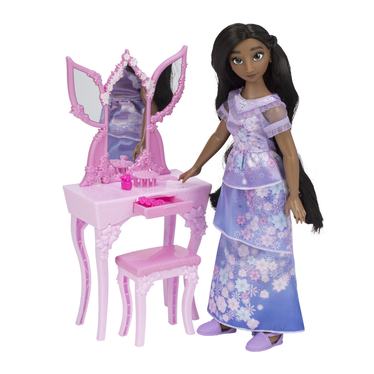 Hot! Encanto Isabela Fashion Doll with Flower Vanity Set