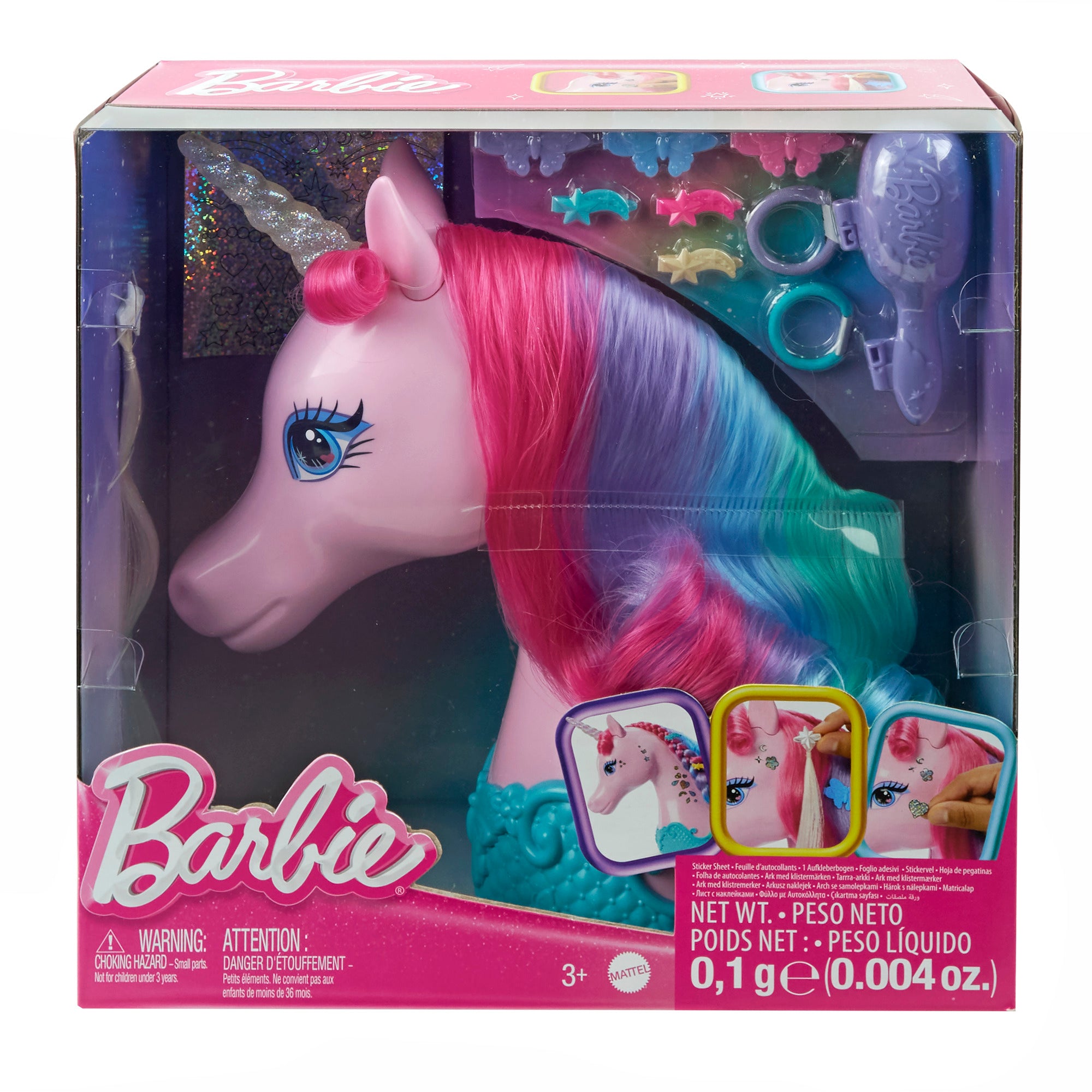 Hot Sale! Barbie Unicorn Hair Styling Head Toy for Magical Hairstyles