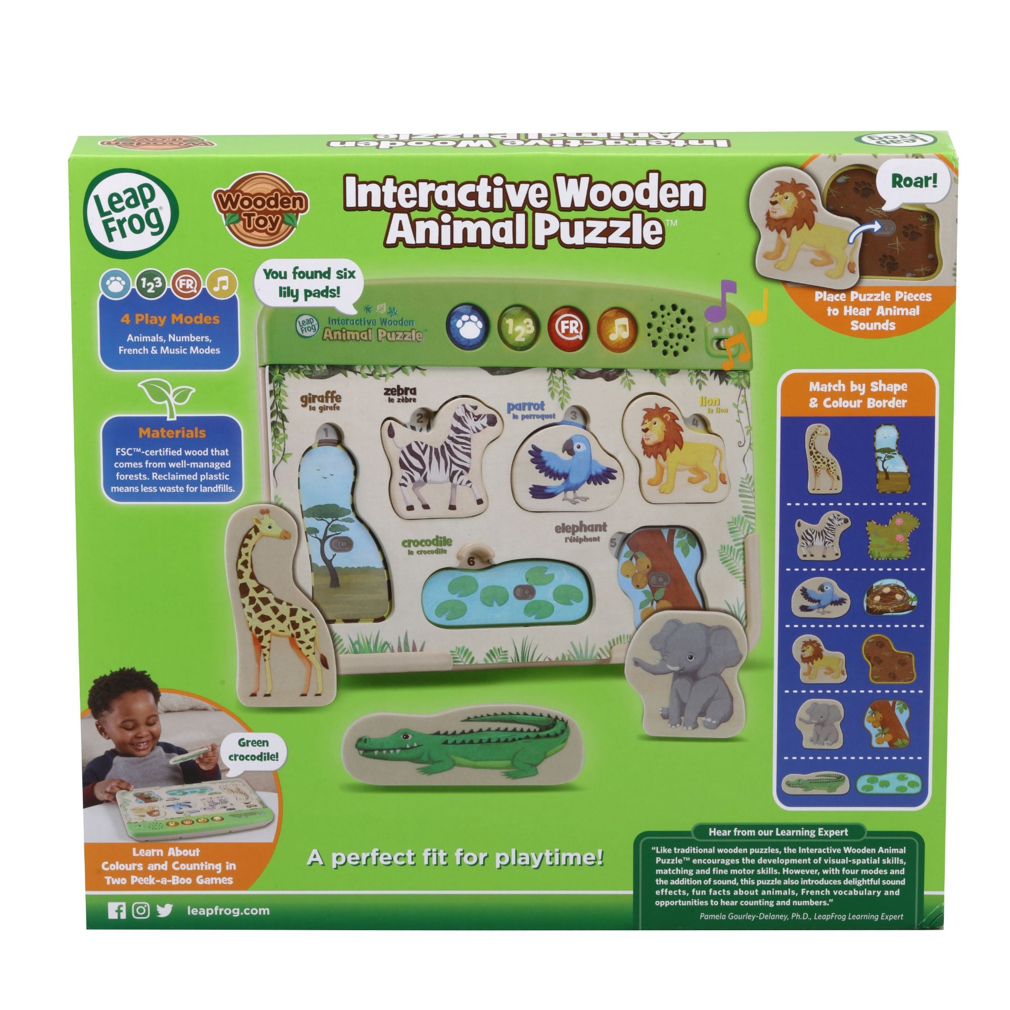 LeapFrog 4 - Mode Interactive Wooden Animal Puzzle for 2 - 5 Year - Olds