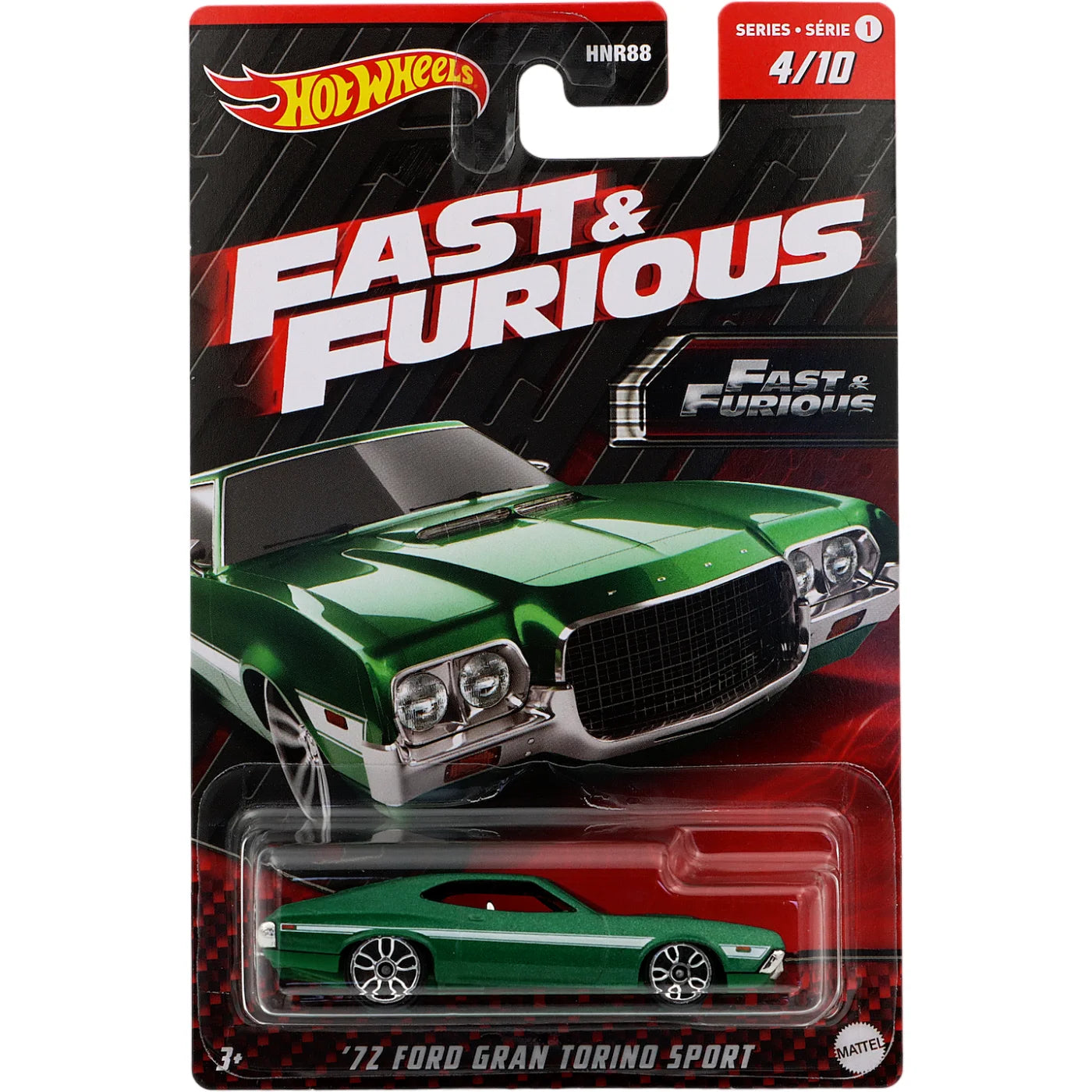 1:64 Scale Hot Wheels Fast & Furious Themed '72 Ford Gran Torino Sport Car 4/10