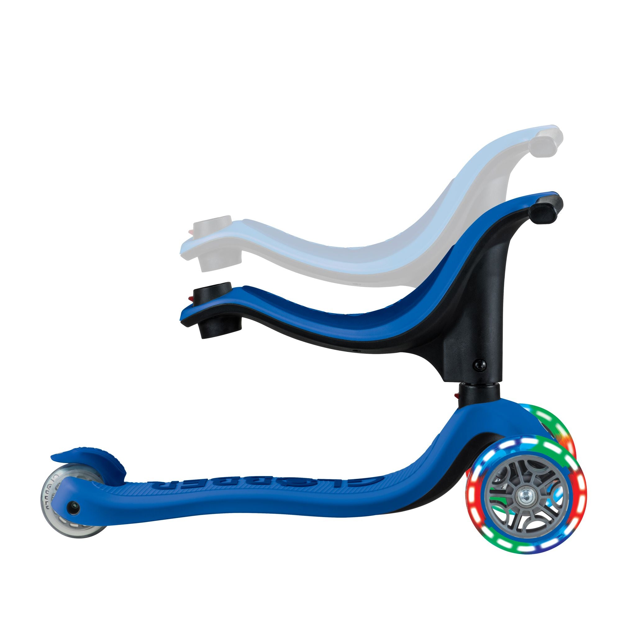 Globber Go Up Sporty Lights V2 Toddler Scooter - Navy Blue/Dark Navy
