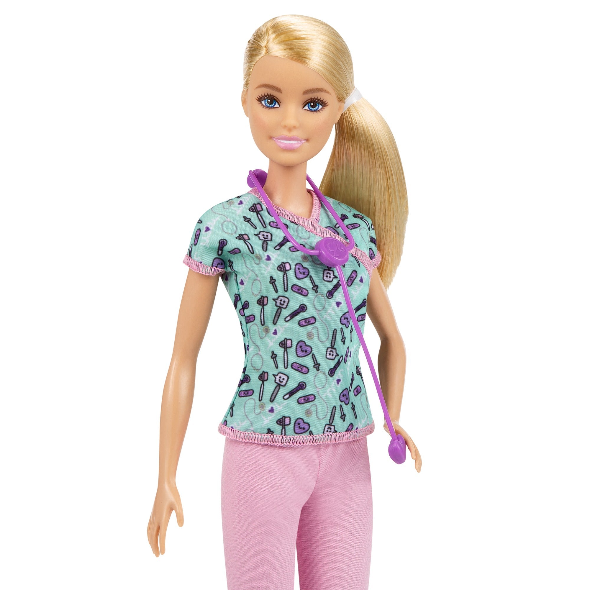 Hot! Barbie Blonde Nurse Doll in Pink Trousers