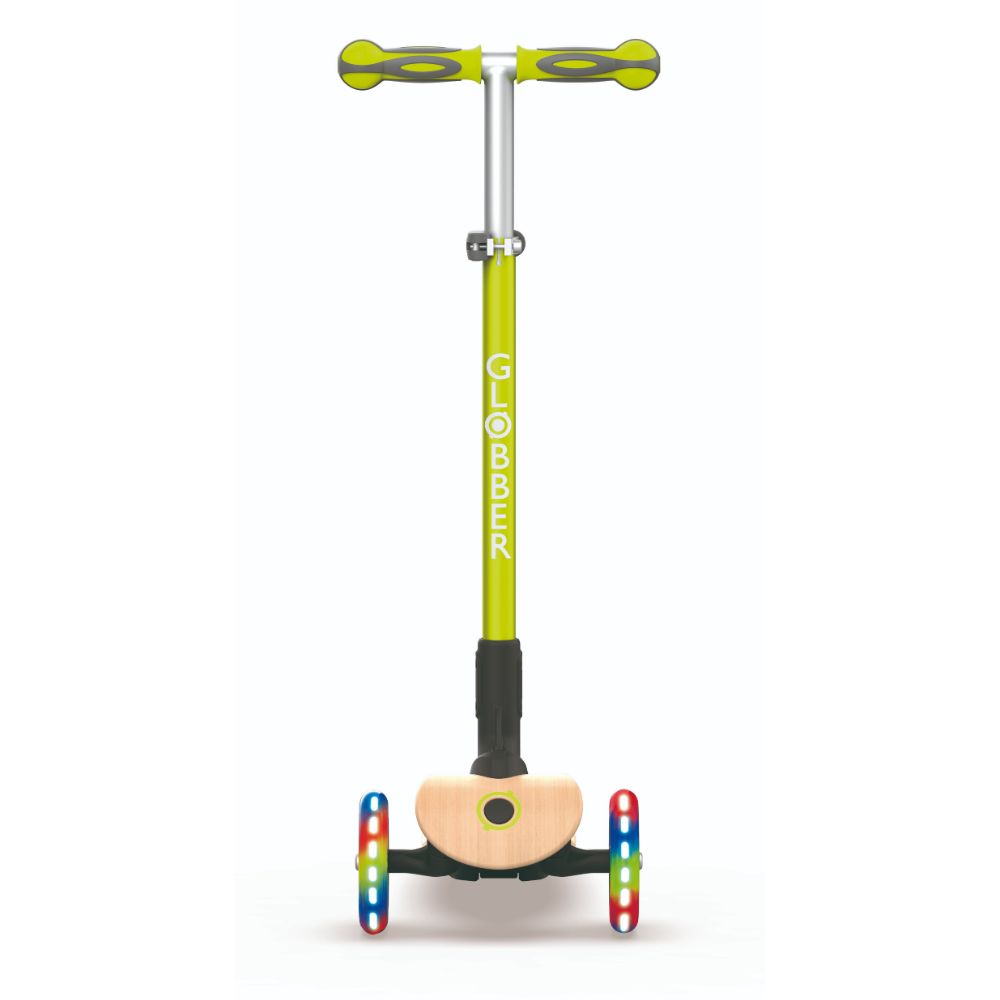 Hot Sale! Globber Primo Foldable Scooter - Green, Wooden Deck with Lights