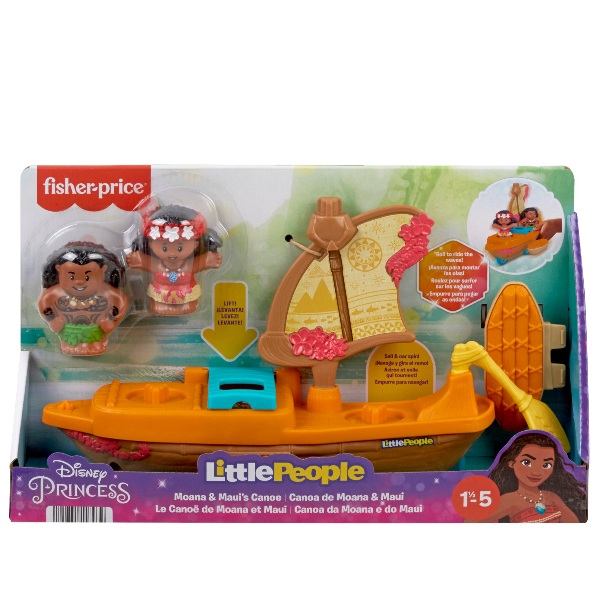 Fisher-Price Little People Disney Princess Moana Boat Set - Ideal Toy for Toddlers