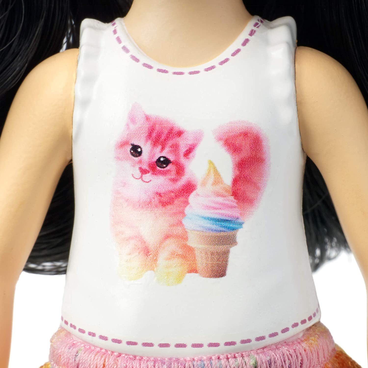 Hot! Barbie Club Chelsea Doll with Kitten & Ice Cream T-Shirt