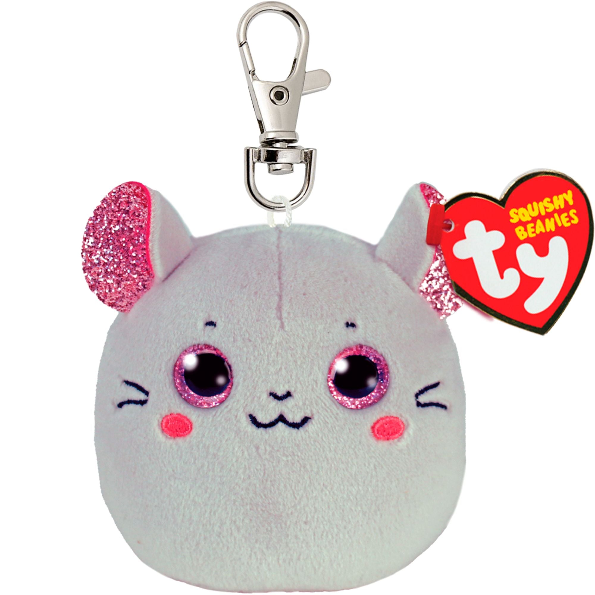 Ty Soft Squishy Beanies Clip - Grey Catnip-themed Mouse