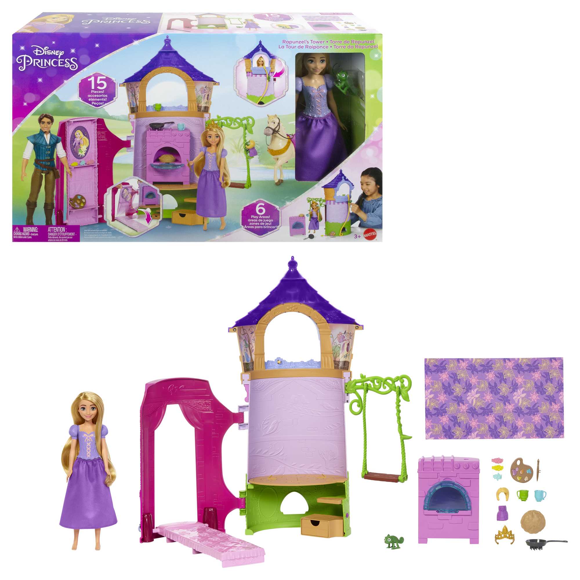 Disney Princess Rapunzel's Tower Playset with Doll and Accessories