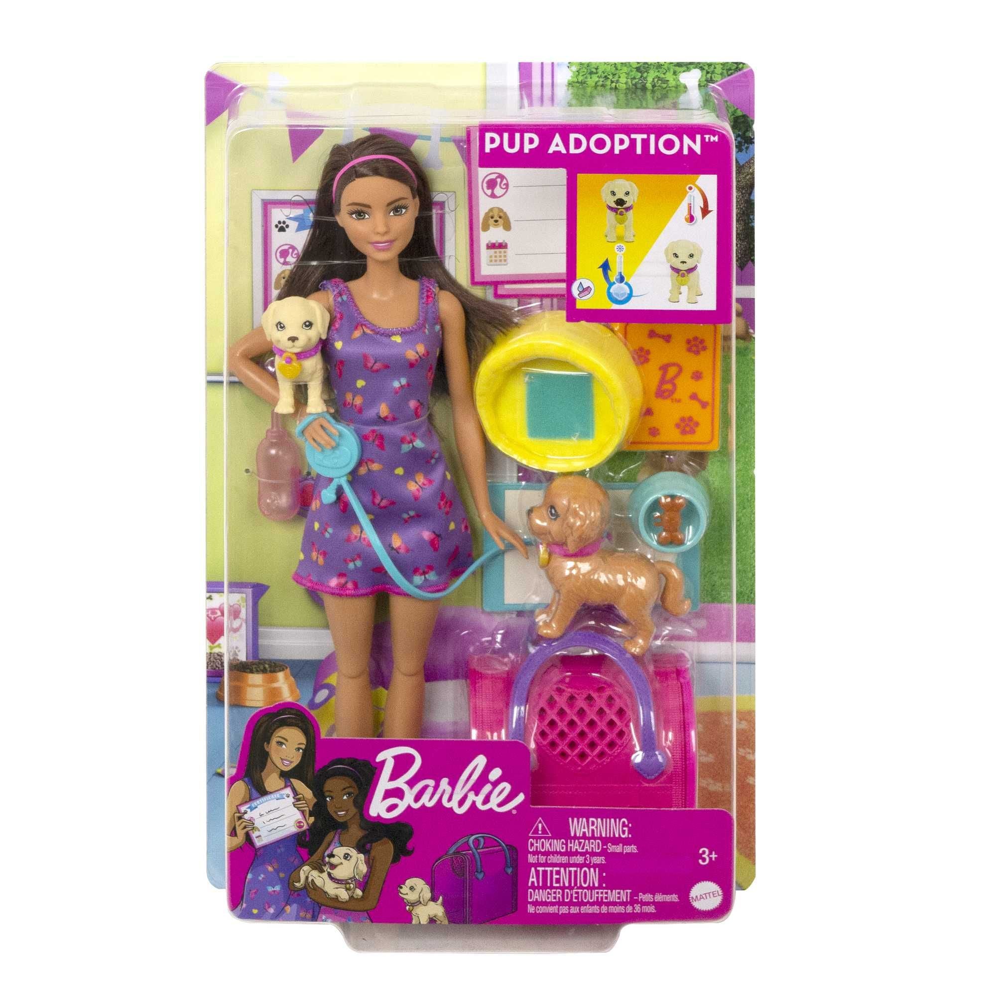 Hot! Barbie Pup Adoption Set with Doll & Accessories