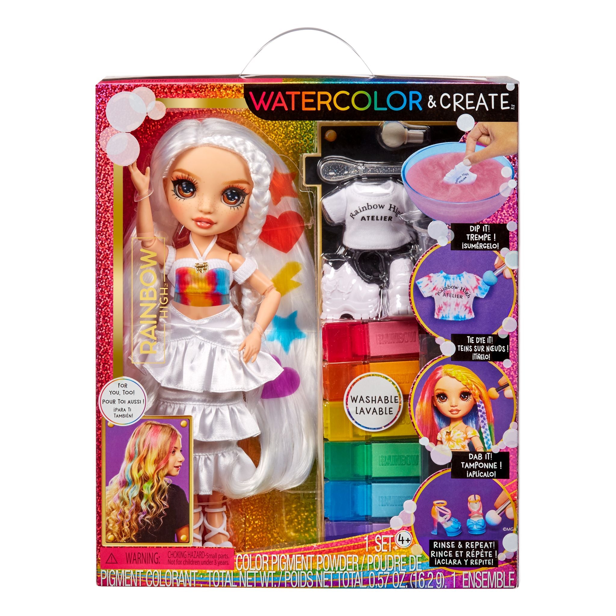Rainbow High DIY Fashion Doll with Brown Eyes - Watercolour & Create Toy for Kids