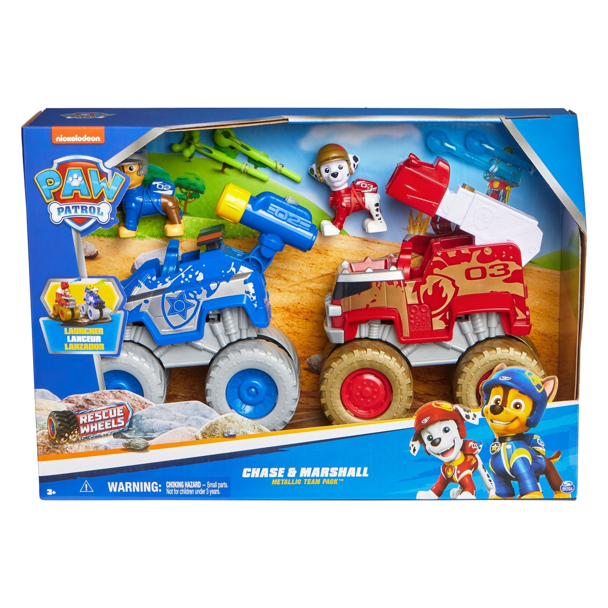 PAW Patrol Chase & Marshall Metallic Rescue Wheels Team Pack for Kids