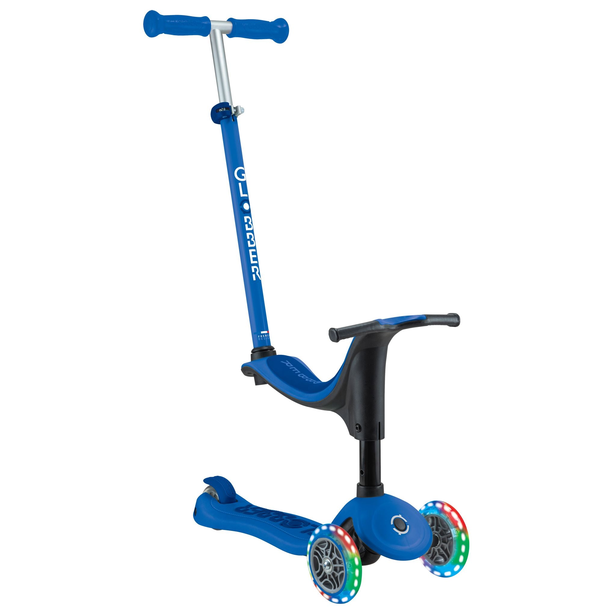 Globber Go Up Sporty Lights V2 Toddler Scooter - Navy Blue/Dark Navy