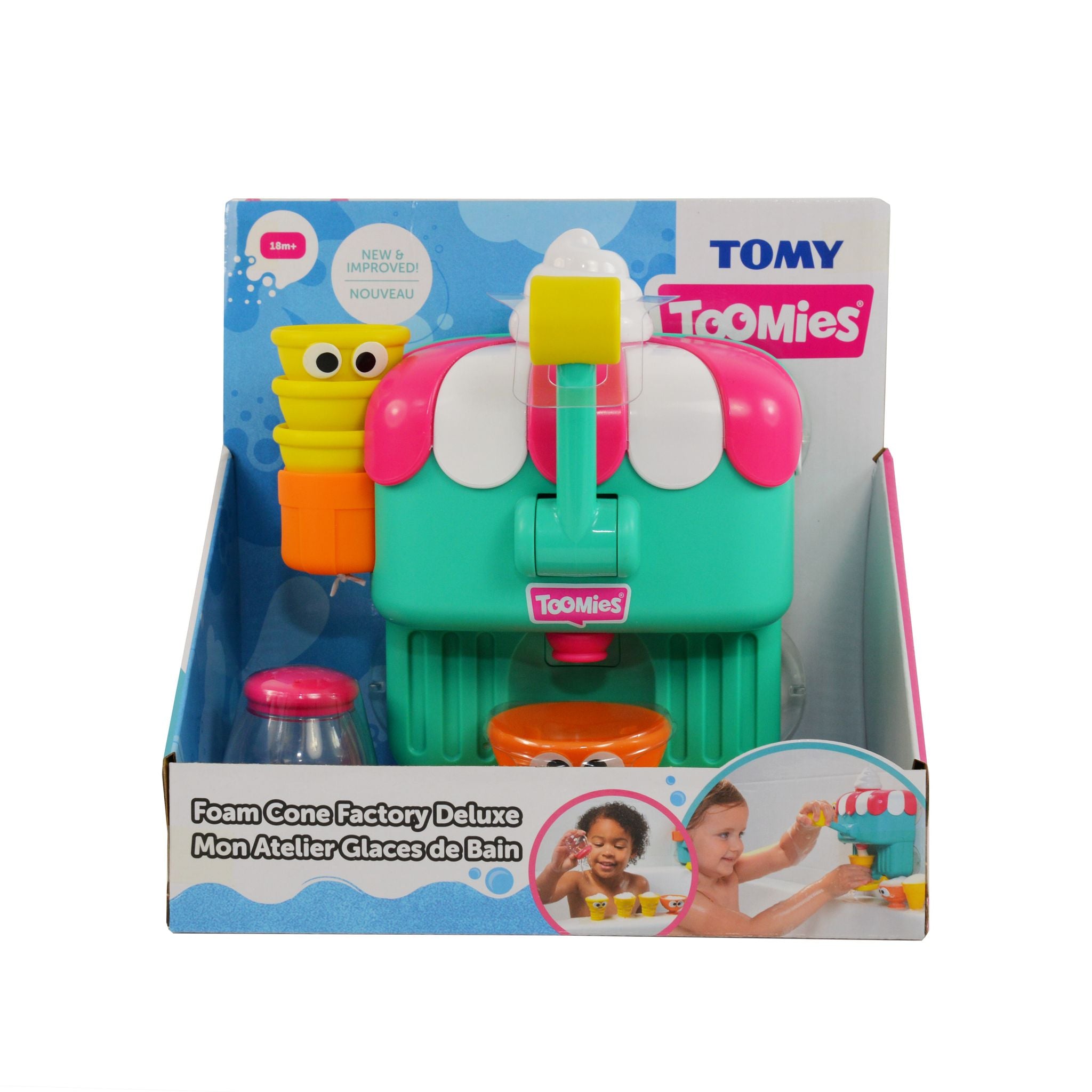 Deluxe TOMY Toomies Foam Cone Factory - Create Foamy Bubble Bath Ice Cream Cones for Kids