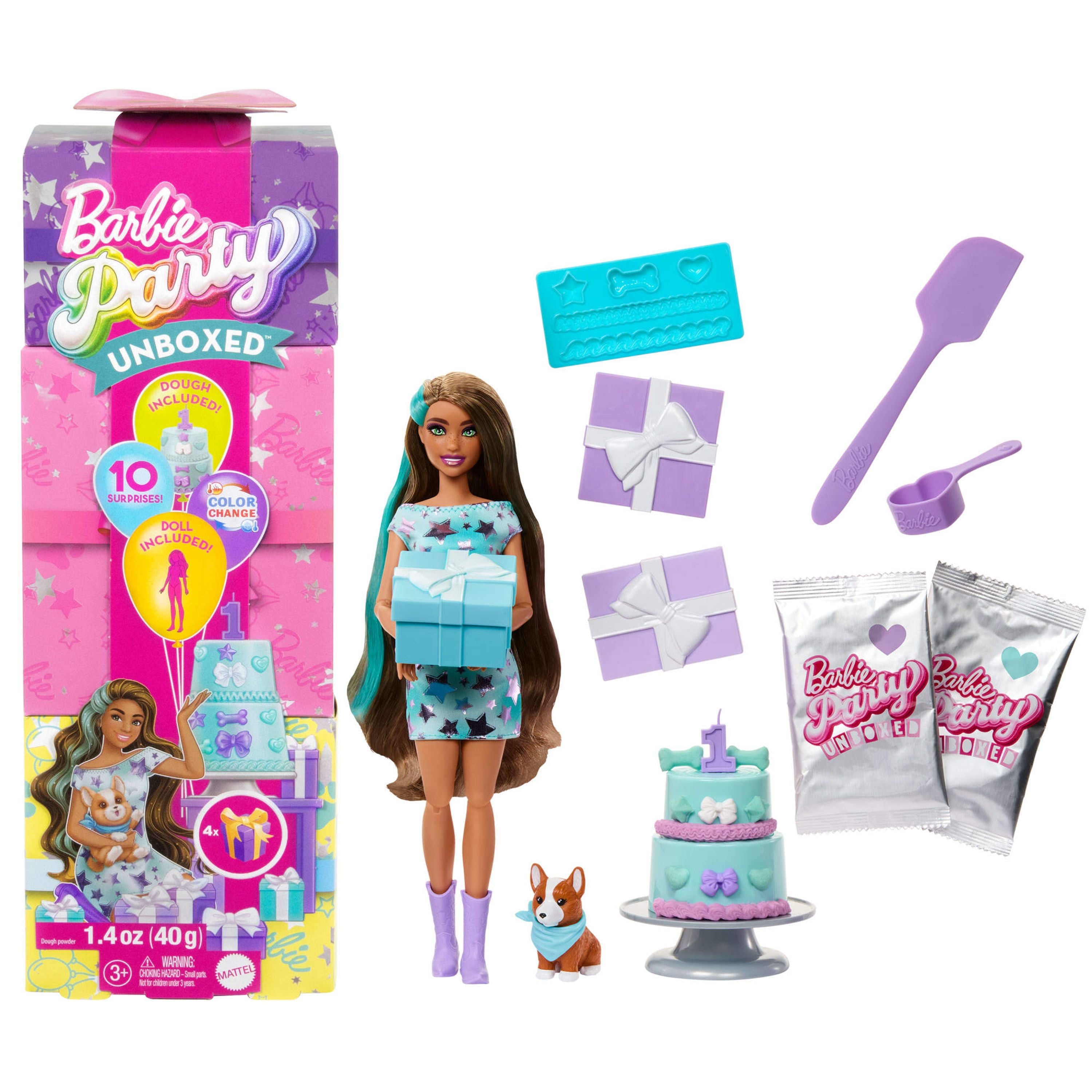 Hot Sale! Barbie Party Unboxed Doll Party Stars Set with 10 Surprises