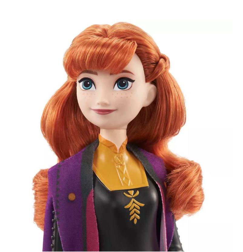 Disney Frozen 2 Fashionable Poseable Anna Doll in Black Travel Dress