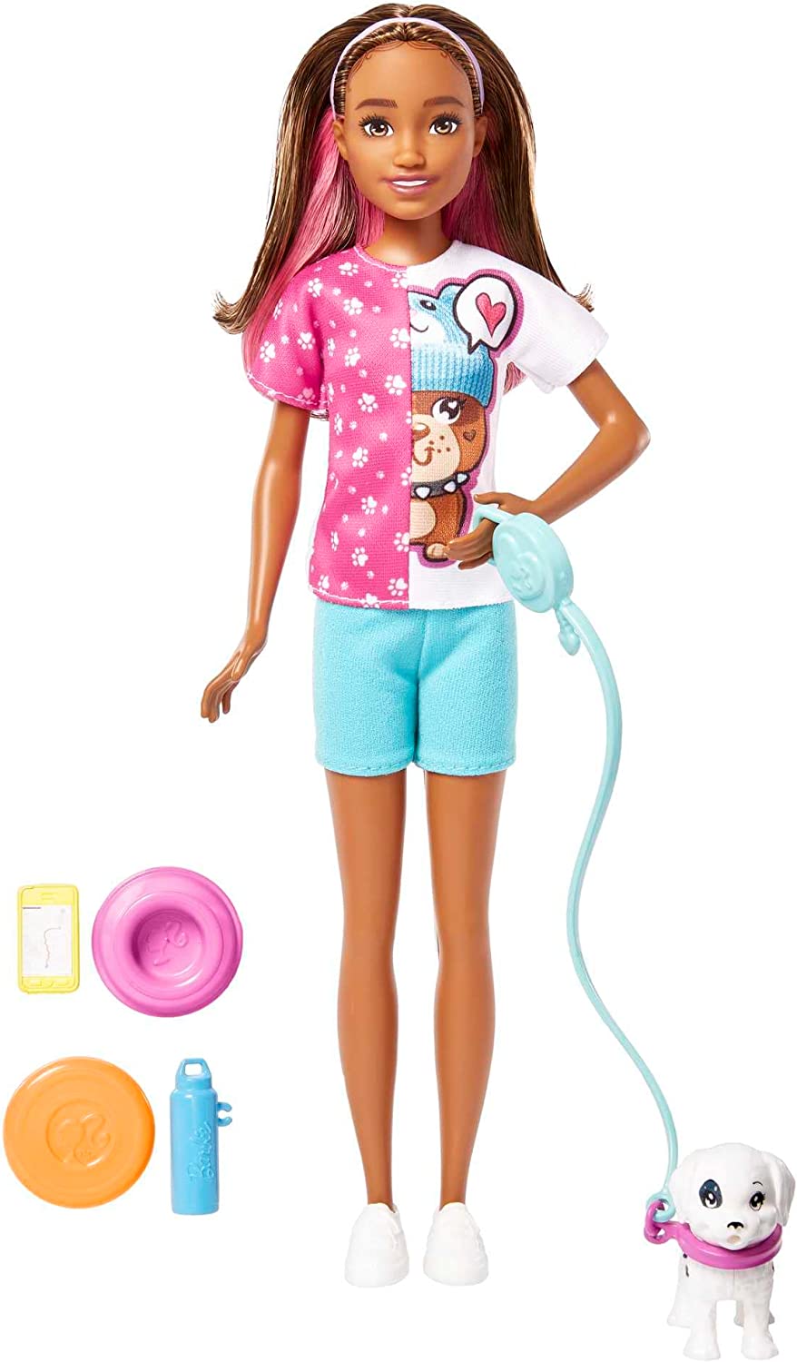 Barbie Skipper First Jobs Dog Walker Doll Set with Adorable Puppy