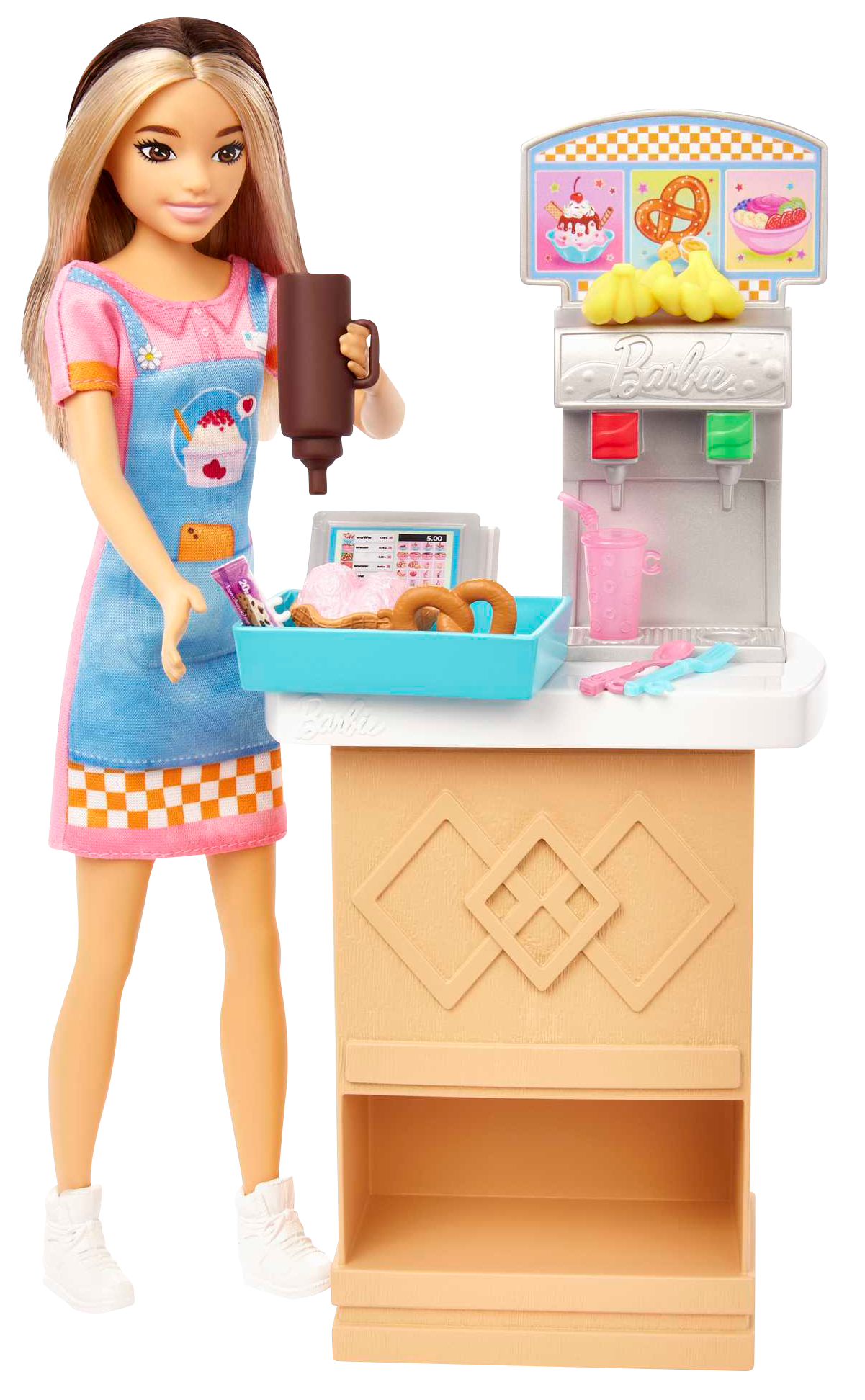 Barbie Skipper First Job Snack Bar Playset with Color - Change Sundae & Accessories