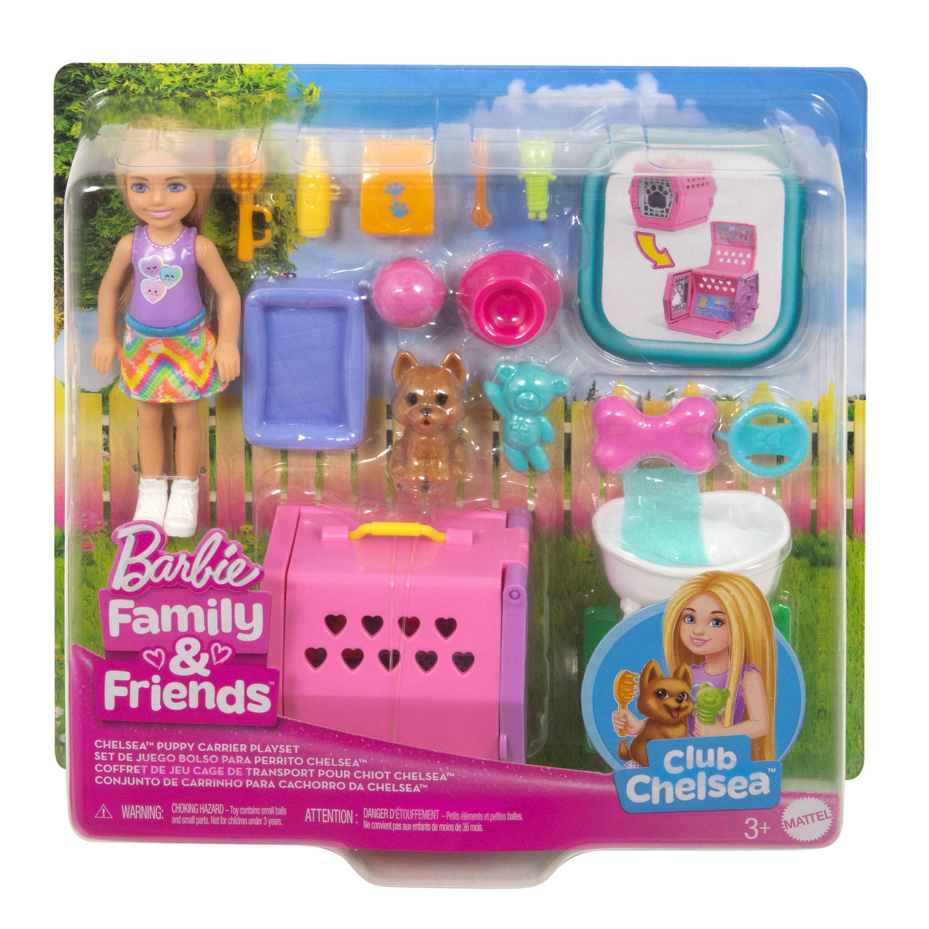 Barbie Chelsea Puppy Carrier Doll Set with Play Accessories