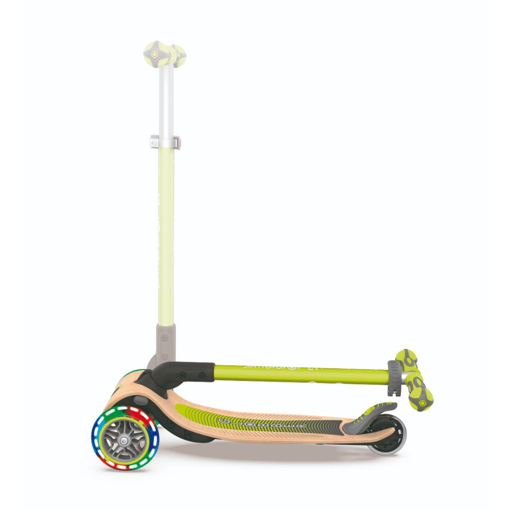 Hot Sale! Globber Primo Foldable Scooter - Green, Wooden Deck with Lights