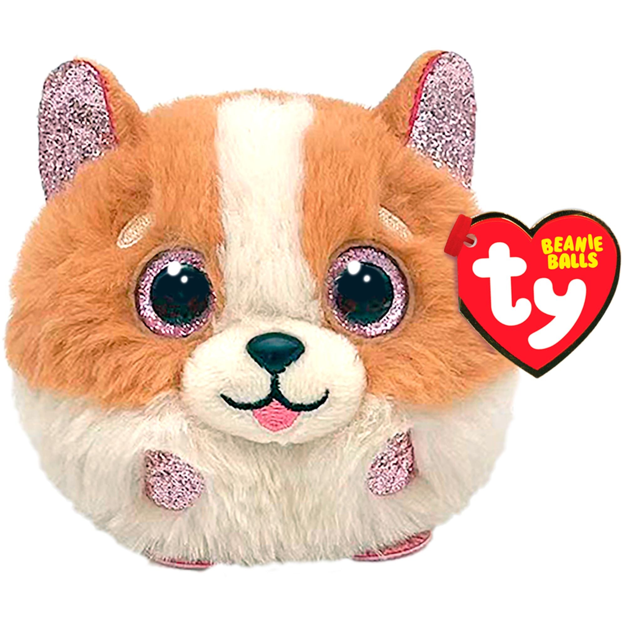 Ty Beanie Ball - Adorable Tanner Brown & White Dog