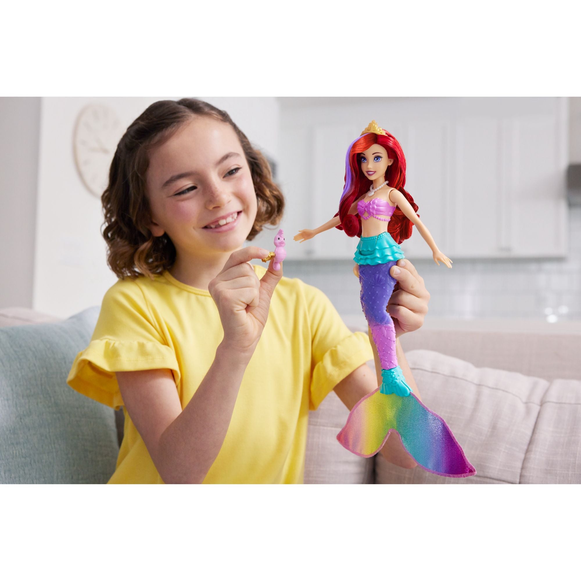 Disney Princess Ariel Swim & Splash Doll with Color - Change and Seahorse Friend
