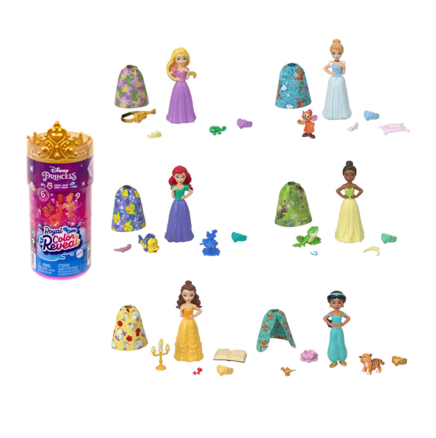Hot! Disney Princess Royal Color Reveal Small Doll Blind Tube with Surprises