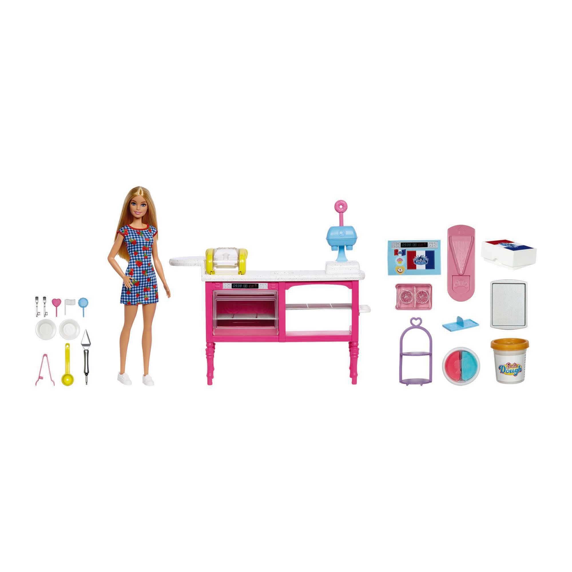Barbie It Takes Two Cafe Playset with 18 Pieces for Creative Kids