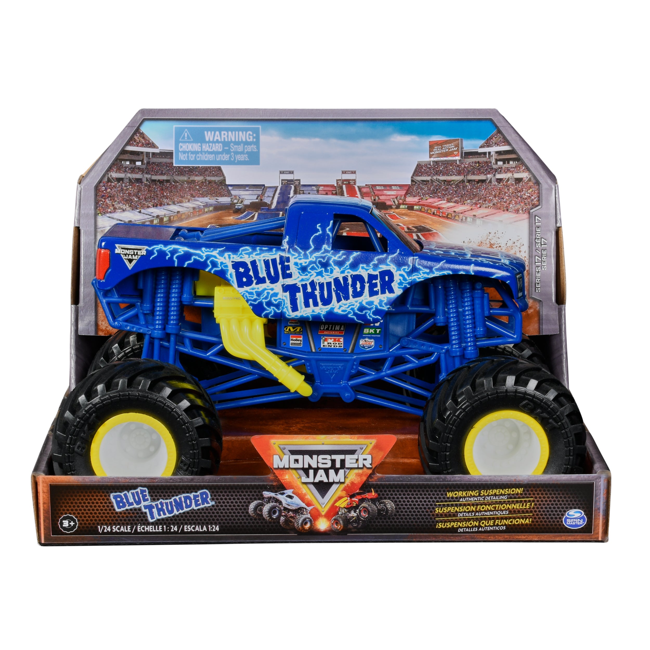 Hot Deal! Monster Jam 1:24 Scale Die - Cast Monster Truck Series 17 Blue Thunder
