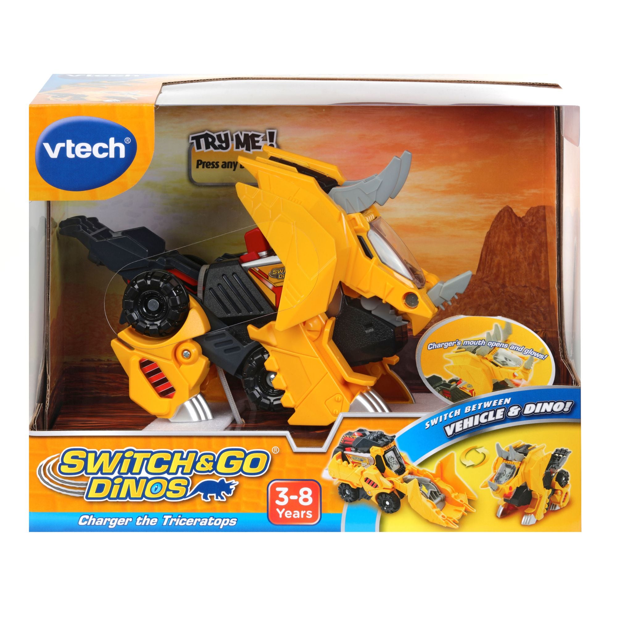 VTech Triceratops Switch & Go Dinos Charger - Transformable Toy for Kids