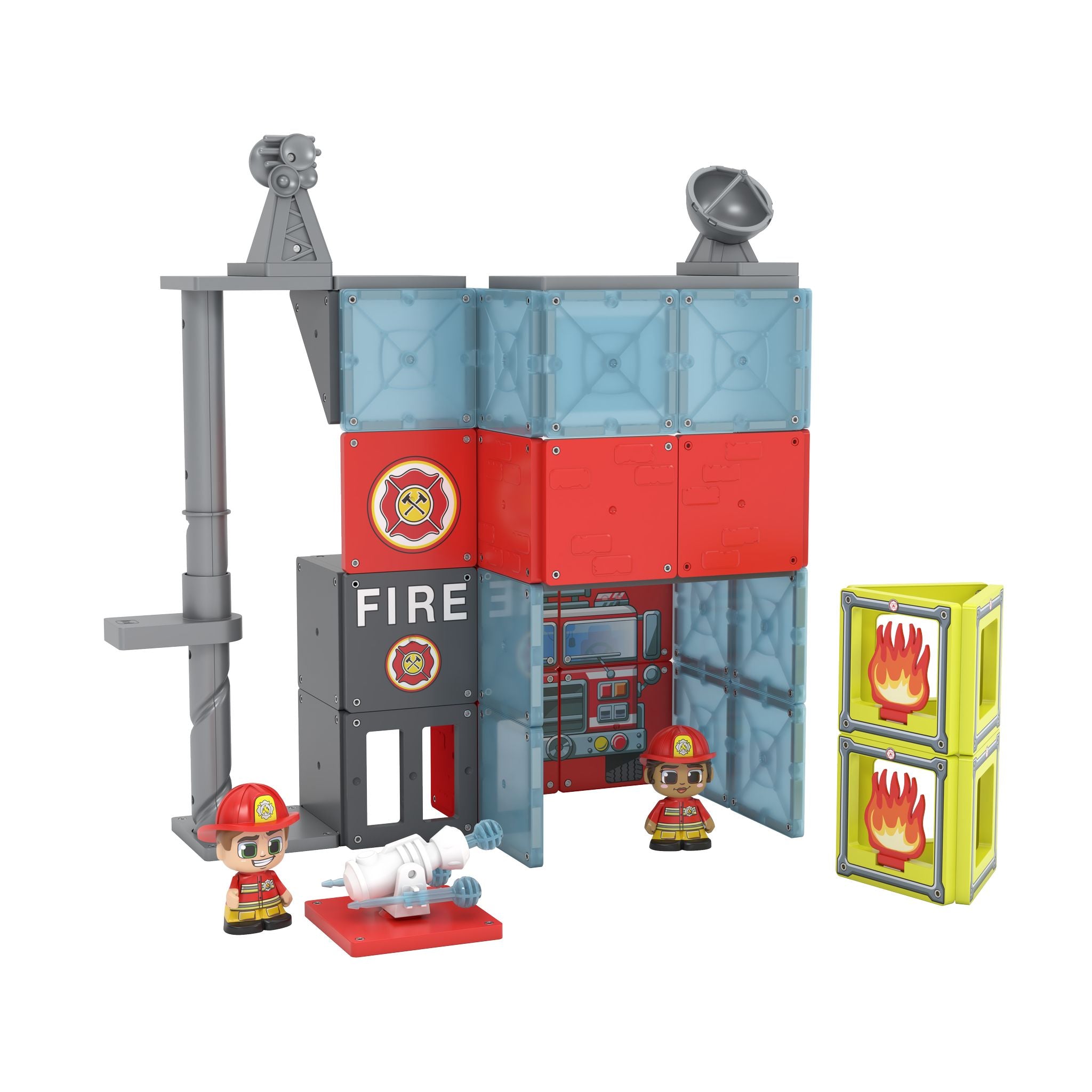 Hot Sale! 46-Piece Tile Town Fire Station Magnetic Tile Construction Set for Kids