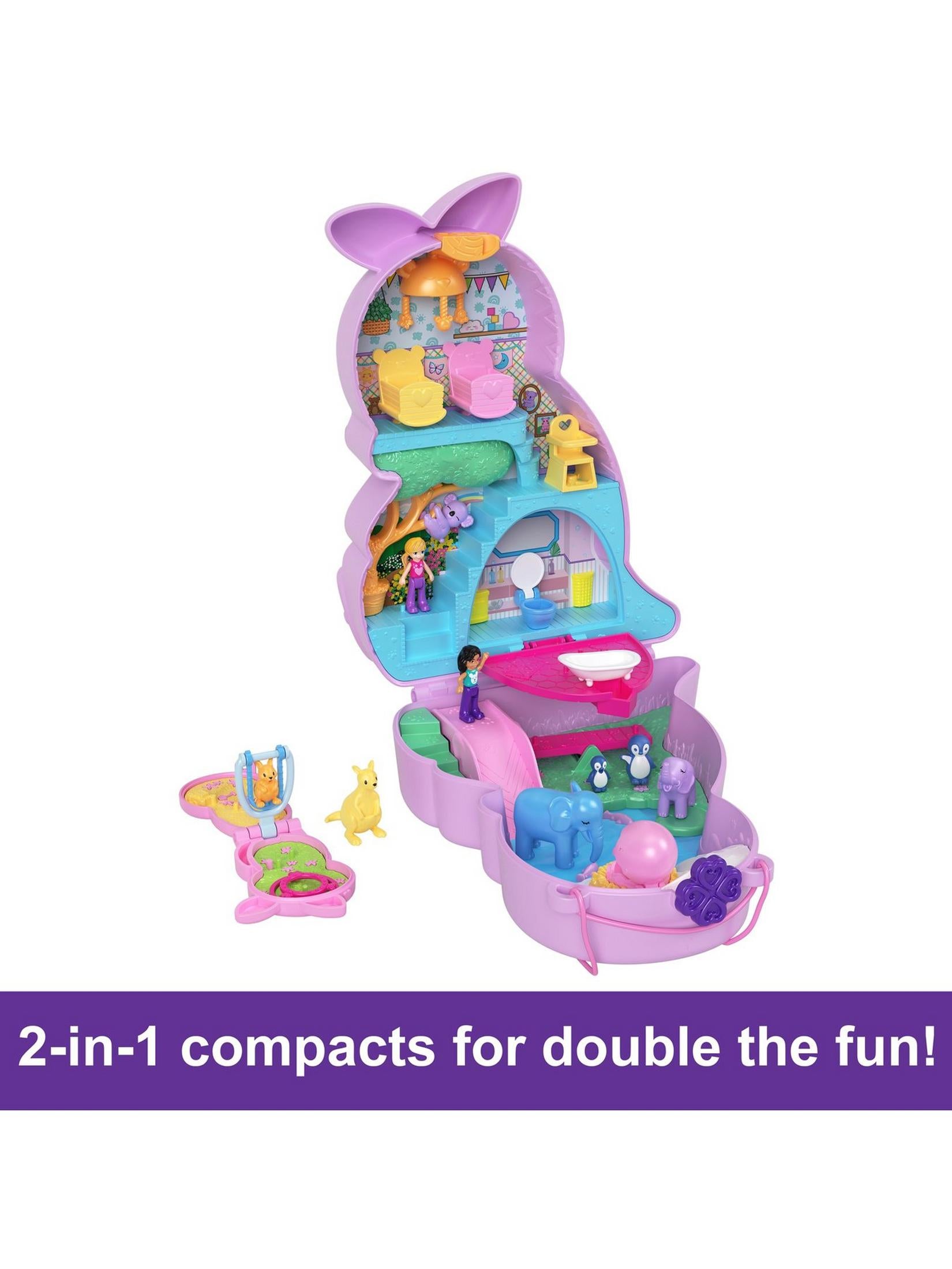Adorable Polly Pocket Kangaroo Wearable 2-in-1 Compact for On-the-Go Fun