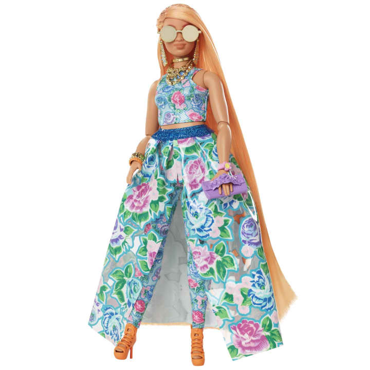 Barbie Extra Fancy Floral Two - Piece Gown Doll with Kitten