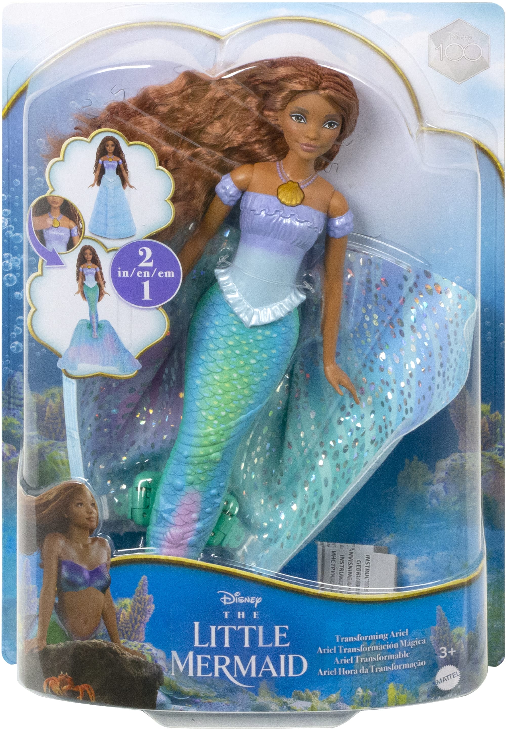 Hot! Disney The Little Mermaid Transforming Ariel Fashion Doll for Kids' Fun