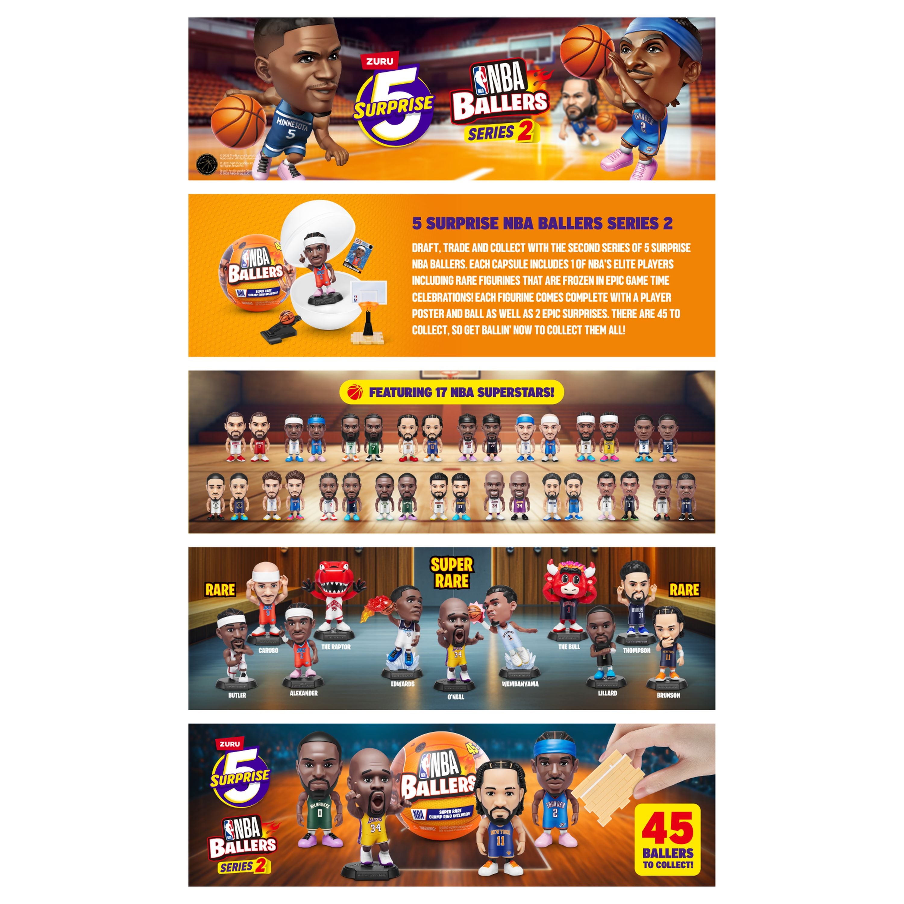 Hot Deal! ZURU 5 Surprise Second Series NBA Baller Collectible Figures
