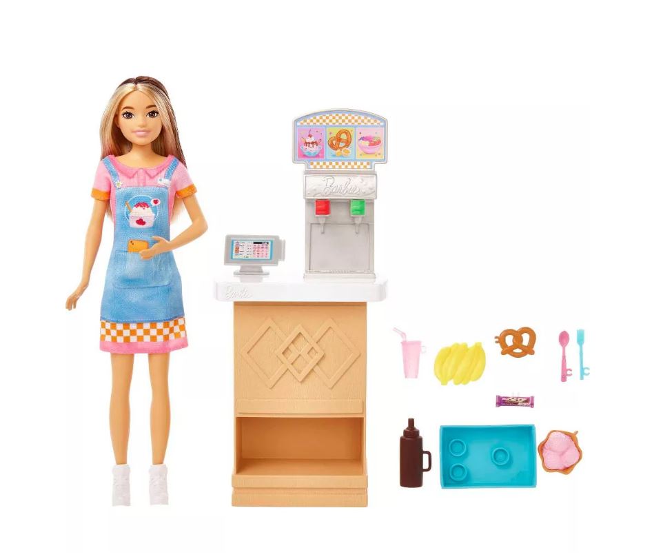 Barbie Skipper First Job Snack Bar Playset with Color - Change Sundae & Accessories