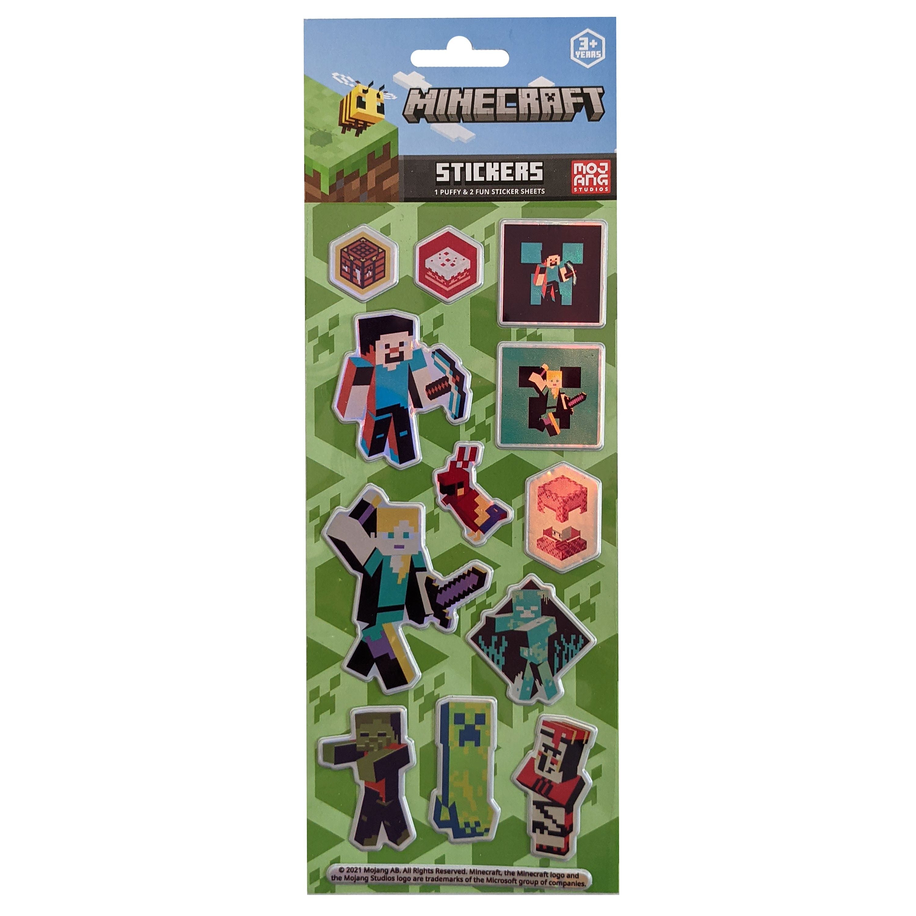 Hot Deal! 3-Pack of Minecraft Puffy and Colored Character Stickers